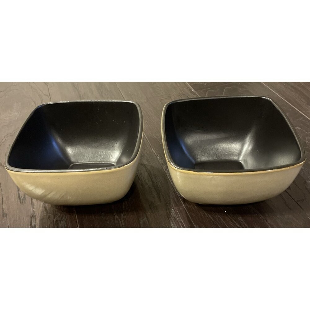 Home Trends Rave Taupe Brown Square Cereal Bowl Bowls Set‎ Of 2